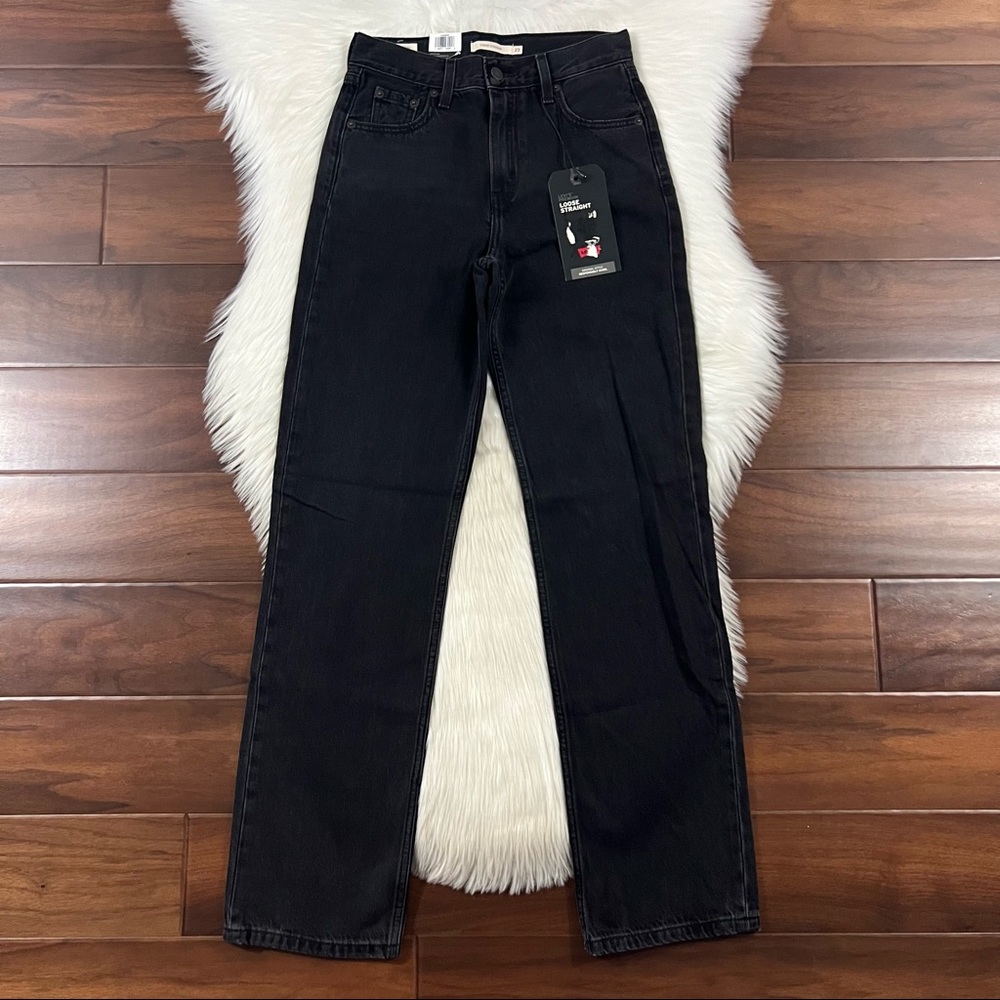 Levi's Women’s Size 23‎ x 32 Black Soul Loose Straight 90s Denim Jeans